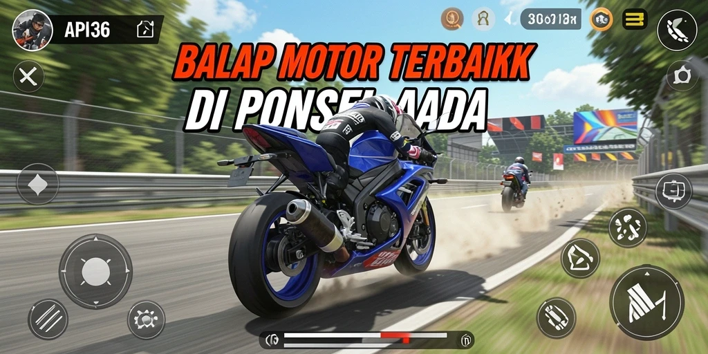 Tampak dari gameplay seru API36 dengan balapan motor penuh aksi.
