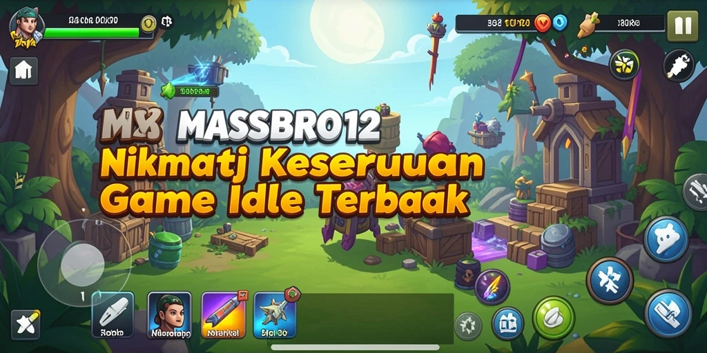 Tampilan gameplay <strong>MASBRO12</strong> dengan karakter dan aktivitas seru.