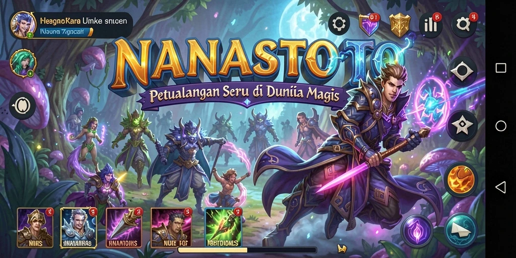Screenshot gameplay NANASTOTO dengan dunia petualangan yang menakjubkan.