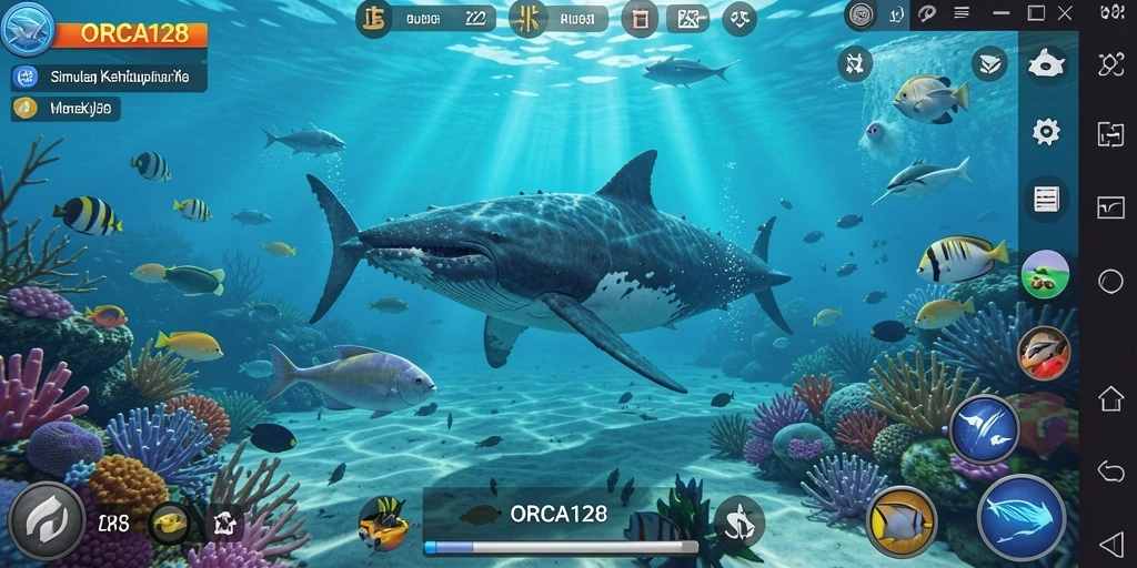 Tampilan utama screenshot ORCA128 dengan gameplay bawah laut yang realistis.