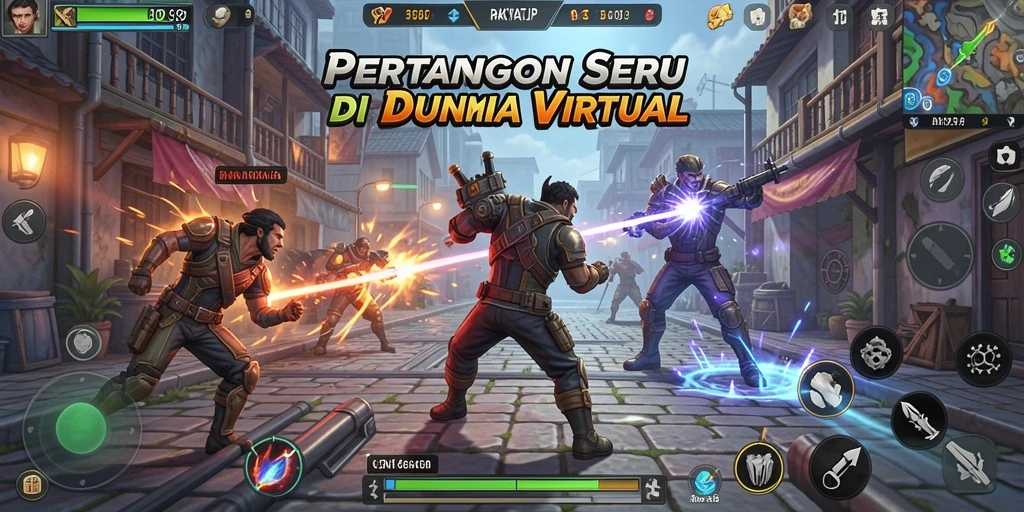 Screenshot gameplay RAKYATJP menampilkan pertarungan seru antar karakter.