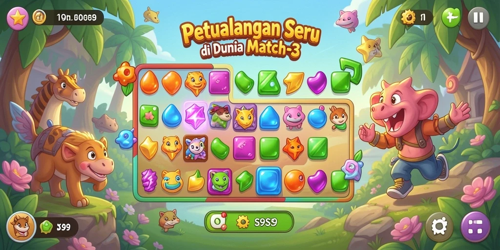 Gameplay menyenangkan di S9S9 dengan kombinasi warna-warni.