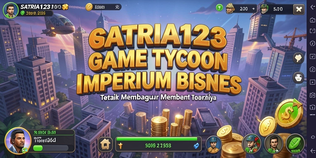 Tampilan gameplay SATRIA123 yang menggambarkan manajemen bisnis yang seru.