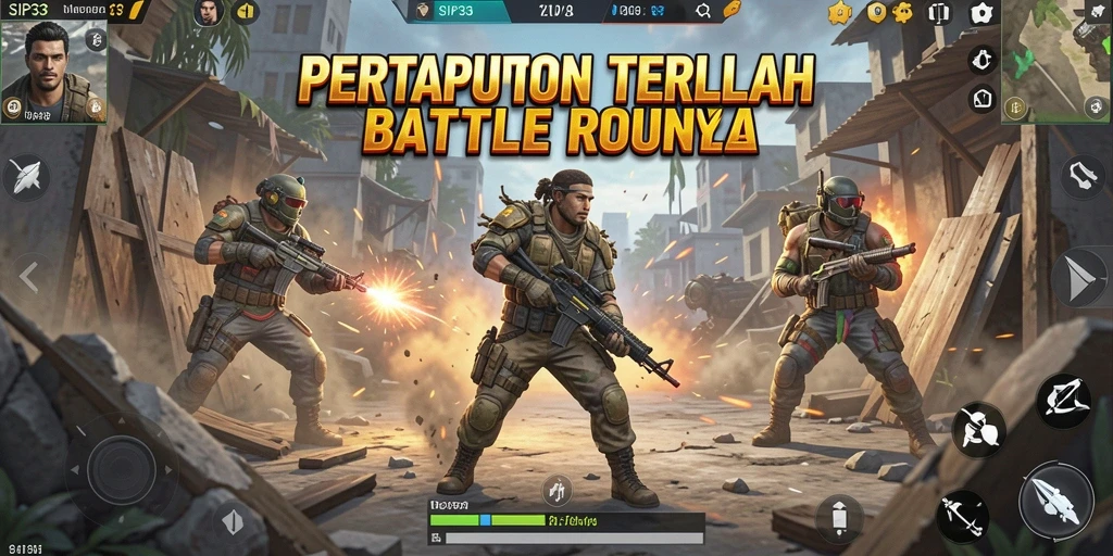 Screenshot SIP33 menampilkan pertarungan seru dalam arena Battle Royale.