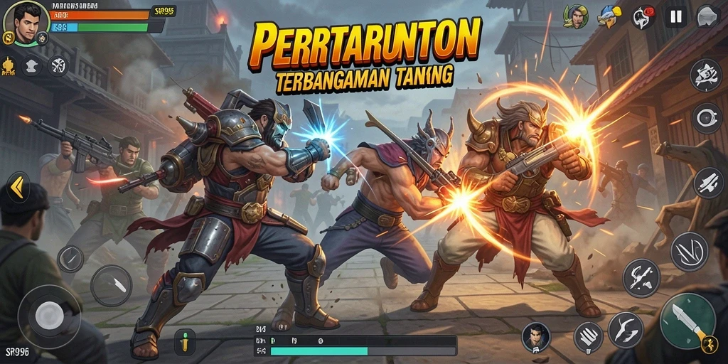 Tampilan gameplay SR996 yang menampilkan aksi pertarungan yang menegangkan.