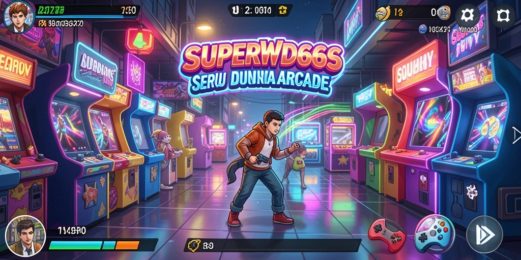 Tampilan gameplay menarik dari SUPERWD666 dengan warna-warna cerah.