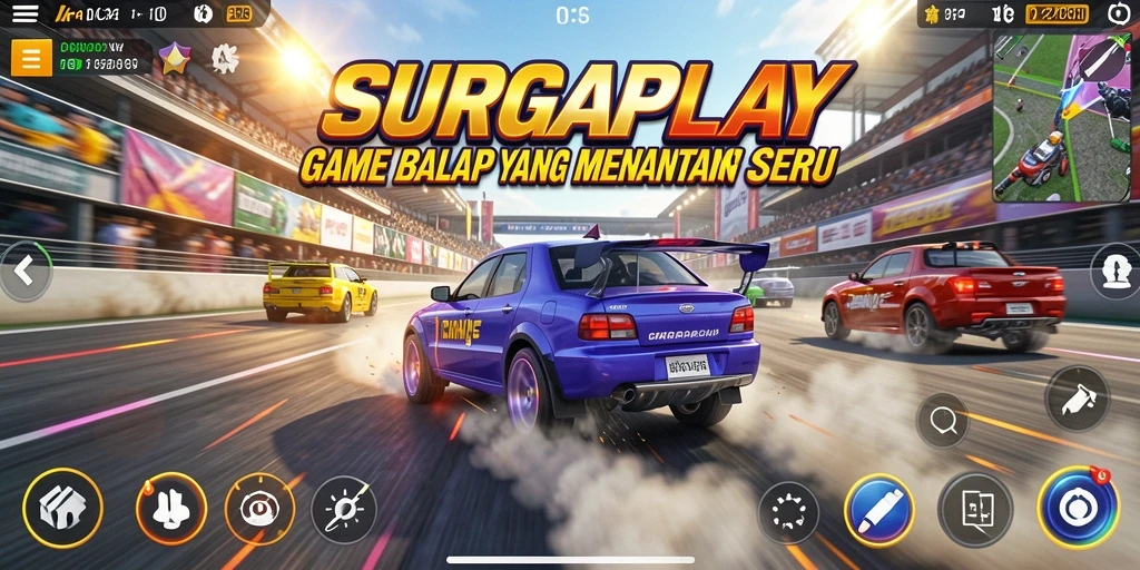 Tampilan gameplay balapan SURGAPLAY yang seru dan menegangkan.