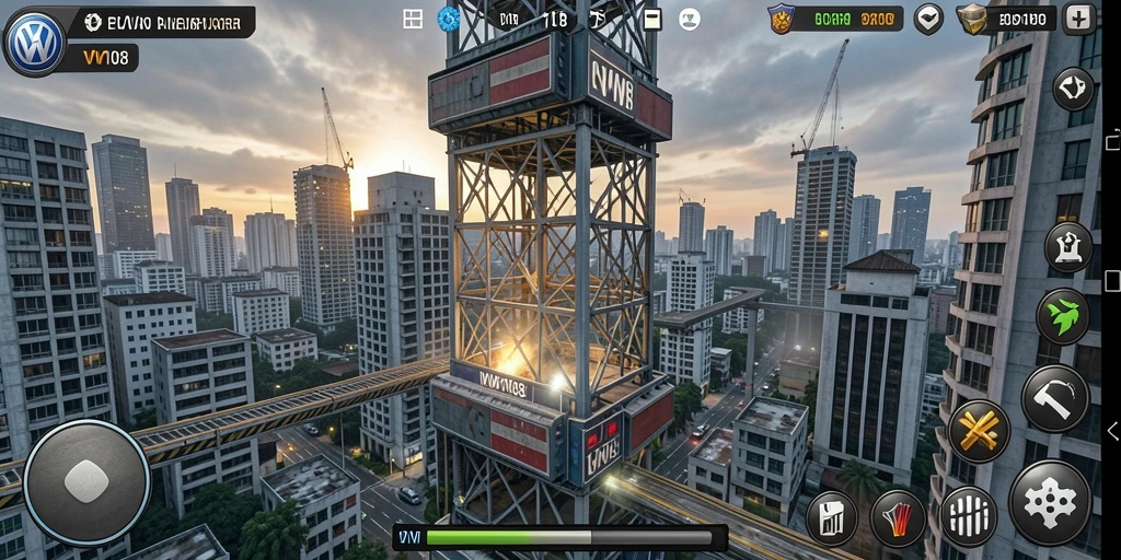 Screenshot menampilkan aksi menara menghalau gelombang musuh di VW108.