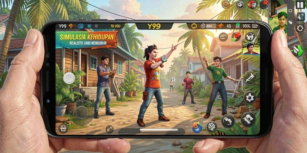Screenshot Y89 menampilkan karakter dalam aktivitas simulasi yang seru.